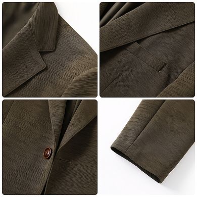 Men's Wrinkle Resistant Casual Sport Coat Textured Two Button Suit Blazer Jacket