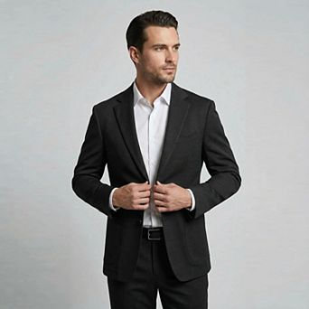 Men's Wrinkle Resistant Casual Sport Coat Textured Two Button Suit Blazer Jacket