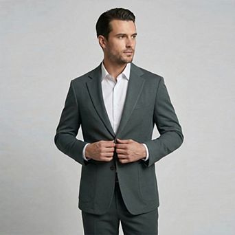 Men's Wrinkle Resistant Casual Sport Coat Textured Two Button Suit Blazer Jacket