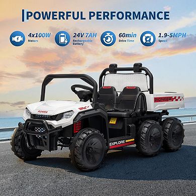 2-Seater 4WD Kids UTV Electric Ride-on Dump Truck, 24V Ride-on Car with Remote Control