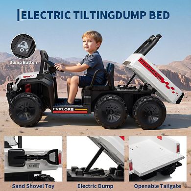 2-Seater 4WD Kids UTV Electric Ride-on Dump Truck, 24V Ride-on Car with Remote Control