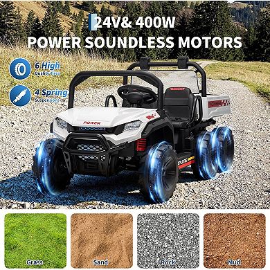 2-Seater 4WD Kids UTV Electric Ride-on Dump Truck, 24V Ride-on Car with Remote Control