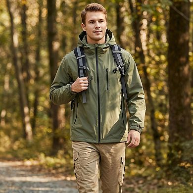Men's Water-Resistant Packable Hooded Windbreaker - Reflective Outdoor Jacket