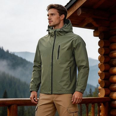 Men's Water-Resistant Packable Hooded Windbreaker - Reflective Outdoor Jacket