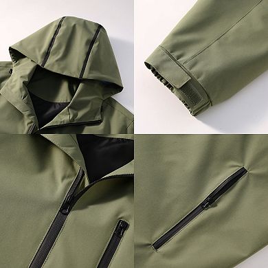 Men's Water-Resistant Packable Hooded Windbreaker - Reflective Outdoor Jacket