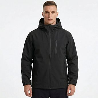 Men's Water-Resistant Packable Hooded Windbreaker - Reflective Outdoor Jacket