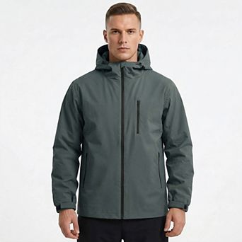 Men's Water-Resistant Packable Hooded Windbreaker - Reflective Outdoor Jacket