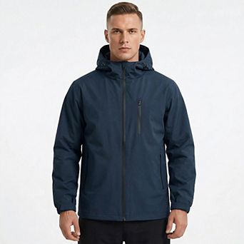 Men's Water-Resistant Packable Hooded Windbreaker - Reflective Outdoor Jacket