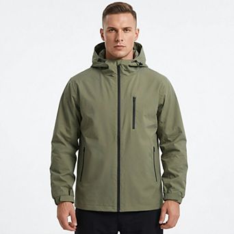 Men's Water-Resistant Packable Hooded Windbreaker - Reflective Outdoor Jacket