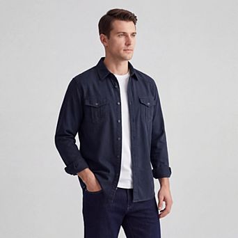 Men's Long Sleeve Slim Fit Cotton Work Shirt Utility Button Down Cargo Top