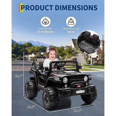 12V Kids Electric Ride on Truck with Parent Remote Control, 3 Speeds Up to 6MPH