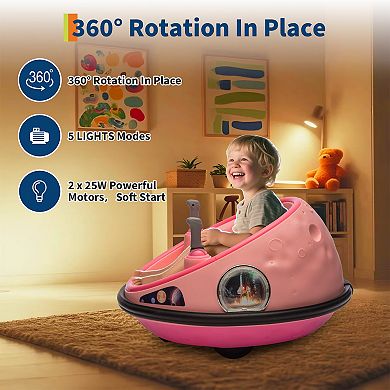 12V Ride-on Bumper Car with 3 Speeds, 360° Spin, Safety Belt & Dual Joysticks, Remote Control
