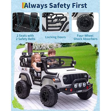 24V 2 Seats Kids Ride on Car with Remote Control, 20" Large Seat for Two Children, 7Ah Battery