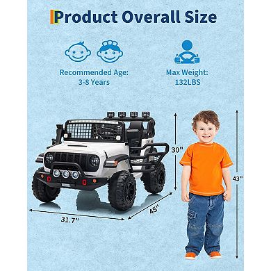 24V 2 Seats Kids Ride on Car with Remote Control, 20" Large Seat for Two Children, 7Ah Battery