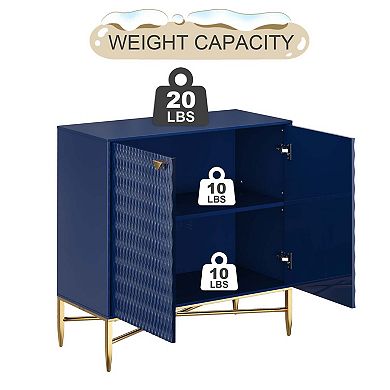 32.8 in. H 2-Door Accent Cabinet with Adjustable Shelf Modern Storage Cabinet with Gold Legs