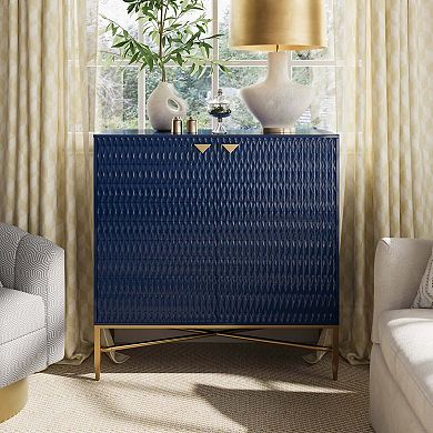 32.8 in. H 2-Door Accent Cabinet with Adjustable Shelf Modern Storage Cabinet with Gold Legs