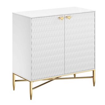 32.8 in H 2-Door Accent Cabinet with Adjustable Shelf Modern Storage Cabinet with Gold Legs