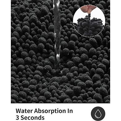 Chenille Bathroom Rug, Thick Soft Absorbent, Non-Slip Shaggy Mat