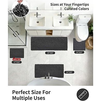 Chenille Bathroom Rug, Thick Soft Absorbent, Non-Slip Shaggy Mat