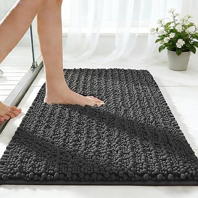 Chenille Bathroom Rug, Thick Soft Absorbent, Non-Slip Shaggy Mat