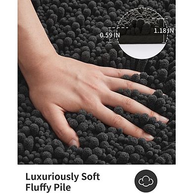 Chenille Bathroom Rug, Thick Soft Absorbent, Non-Slip Shaggy Mat