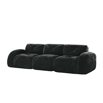 110 Inch Boneless Modular Sectional Sofa Velvet Tufted 32D Foam Anti Slip For Study Home Theater