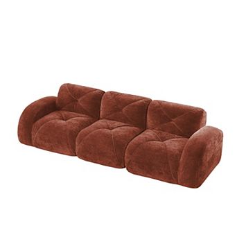 110 Inch Boneless Modular Sectional Sofa Velvet Tufted 32D Foam Anti Slip For Study Home Theater