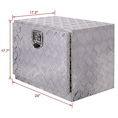 24 in Aluminum Truck Tool Box Compact Heavy Duty Pickup Trailer RV Storage Box Lockable Waterproof