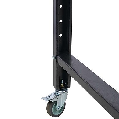 48 in Adjustable Height Workbench with Wheels Heavy Duty Garage Work Table Rubber Wood Top