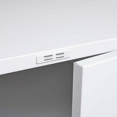 White Metal Mobile Printer Stand with Storage Rolling File Cabinet with Door and Adjustable Shelf