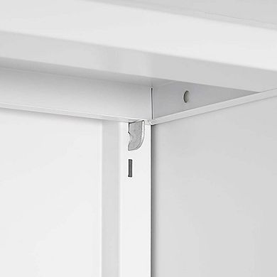 White Metal Mobile Printer Stand with Storage Rolling File Cabinet with Door and Adjustable Shelf