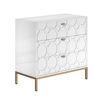32.28 in H Freestanding Storage Cabinet White 3 Drawer Accent Cabinet