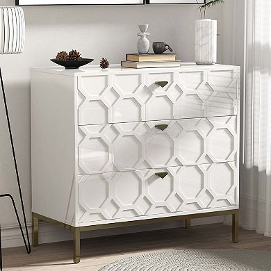 32.28 in. H Freestanding Storage Cabinet White 3 Drawer Accent Cabinet