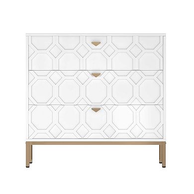 32.28 in. H Freestanding Storage Cabinet White 3 Drawer Accent Cabinet
