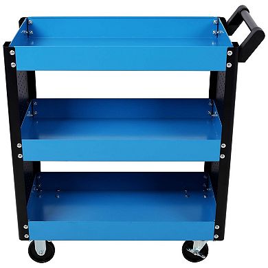 3-Tier Rolling Tool Cart with Pegboard Heavy Duty Utility Cart on Wheels