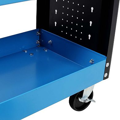 3-Tier Rolling Tool Cart with Pegboard Heavy Duty Utility Cart on Wheels