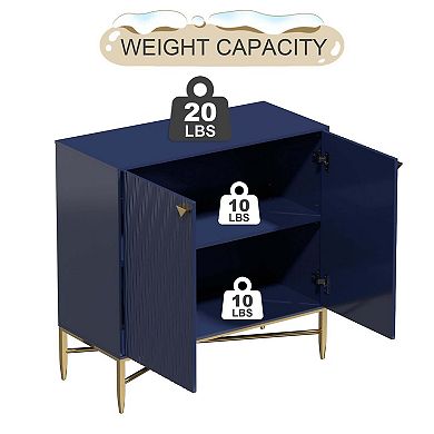 32.8 in. H 2-Door Accent Cabinet Storage Cabinet with Adjustable Shelf High Gloss Finish Gold Legs