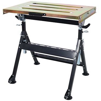 30 in Welding Table Steel Workbench with Wheels Folding Adjustable Height & Angle Work Table