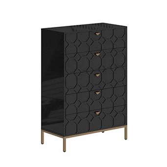 49.2 in H Freestanding Storage Cabinet Black 5 Drawer Accent Cabinet