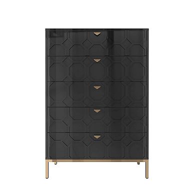 49.2 in. H Freestanding Storage Cabinet Black 5 Drawer Accent Cabinet