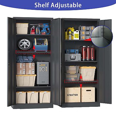 VIYET 71" Heavy Duty Metal Storage Cabinet - Garage Organizer with Adjustable Shelves