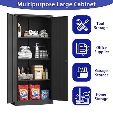 VIYET 71" Heavy Duty Metal Storage Cabinet - Garage Organizer with Adjustable Shelves