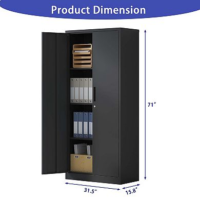 VIYET 71" Heavy Duty Metal Storage Cabinet - Garage Organizer with Adjustable Shelves
