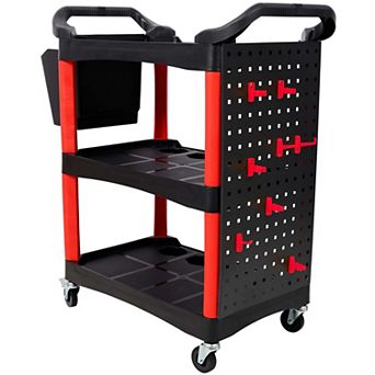 3 tier Rolling Detailing Cart with Bottle Holders Pegboard Hooks Auto Detail Cart on Wheels
