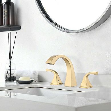 8 Inch Widespread Three Hole 2 Handle Bathroom Faucet with Pop Up Drain