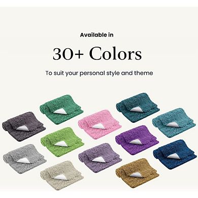 2-Piece Chenille Bath Mat Set, Plush Absorbent, Non-Slip Quick-Dry Mats