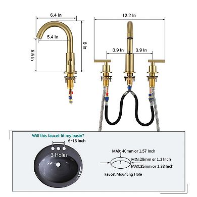 8 in. Widespread 2-Handle Mid-Arc Bathroom Faucet with Valve and cUPC Water Supply Lines
