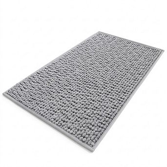 Chenille Bathroom Rug, Soft Absorbent, Non-Slip PVC Backing Mat