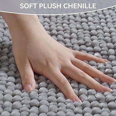 Chenille Bathroom Rug, Soft Absorbent, Non-Slip PVC Backing Mat