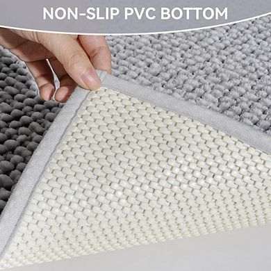 Chenille Bathroom Rug, Soft Absorbent, Non-Slip PVC Backing Mat